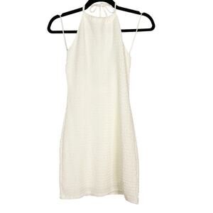 New Le Lis Collection Small S Ivory Smocked Halter Neck Mini Dress Summer Casual